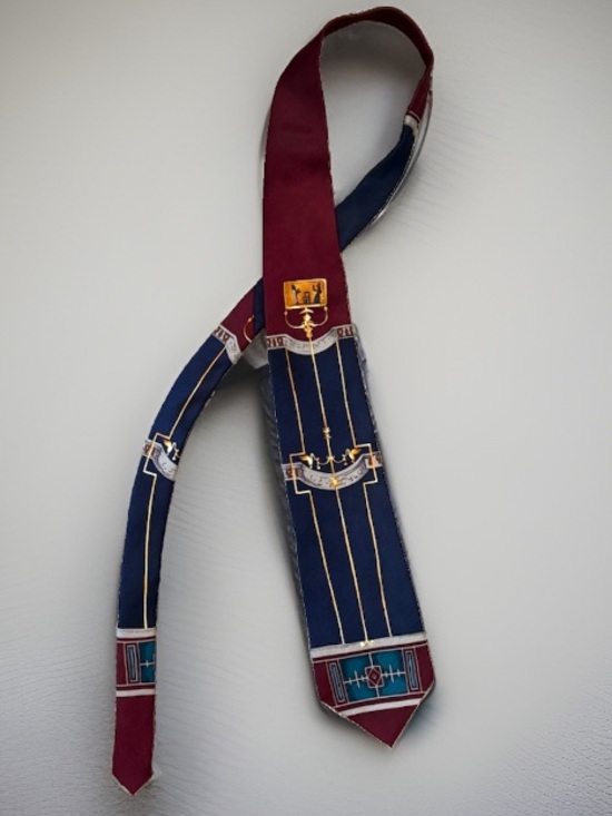 The Met Other - Frank Lloyd Wright Boxelder for The Met Silk Tie Burgundy Navy Blue Geometric